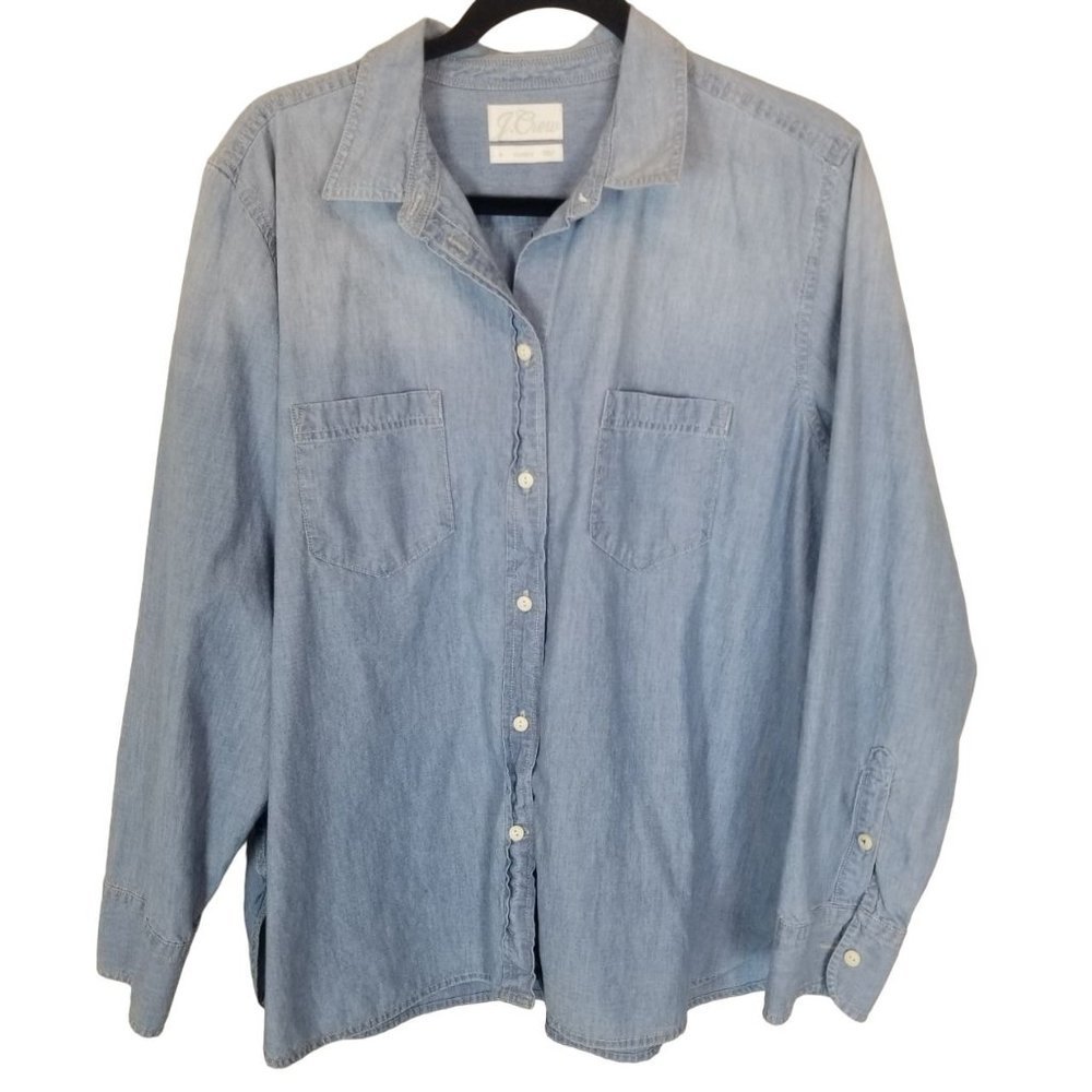 J. Crew Womens 8 Blue Denim Chambray Classic Fit B
